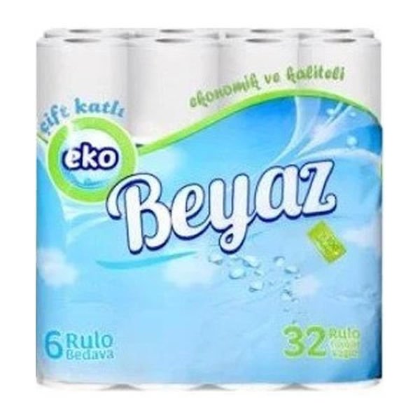 Eko 32 li 2 Katlı Renkli Dokulu Beyaz Tuvalet Kağıdı