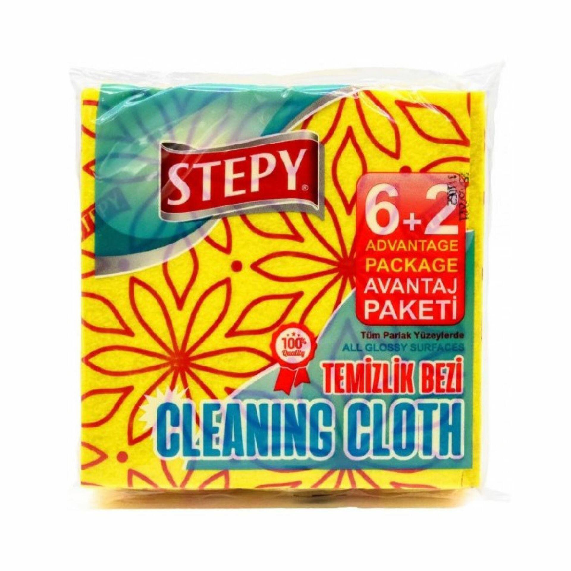 Stepy 34x35 cm 6+2 Sarı Temizlik Bezi Eko