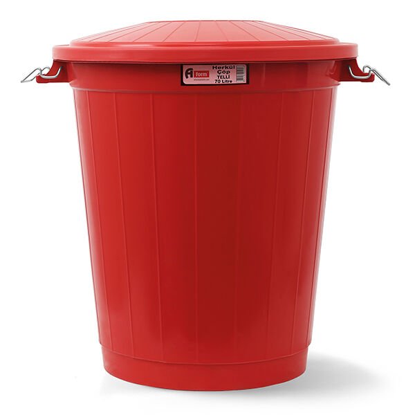 Aform 70 lt Kırmızı Telli Çöp Kovası