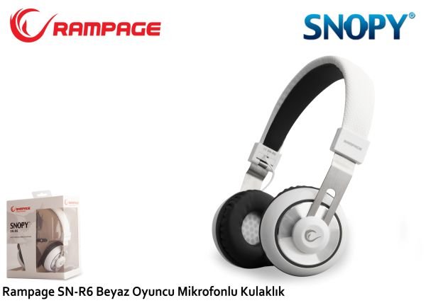 Snopy SN-R6 Beyaz Gaming Tek Jacklı Mikrofonlu Kulaklık