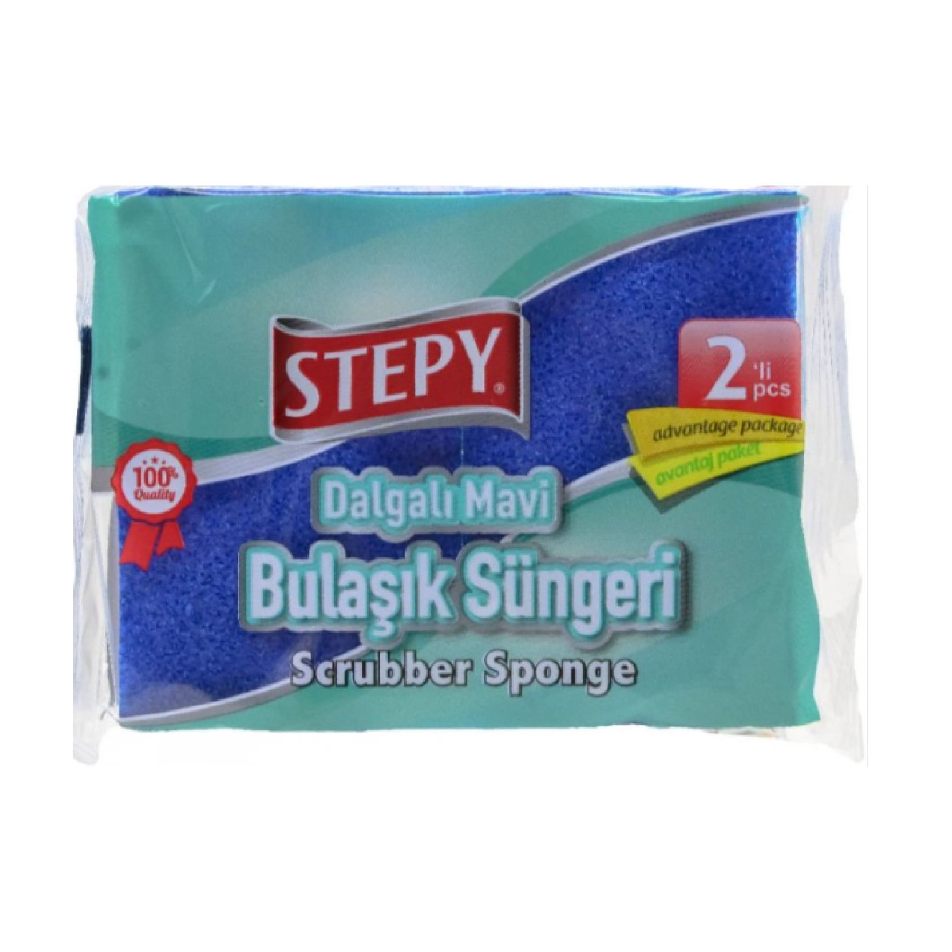 Stepy 2 li Dalgalı Mavi Bulaşık Süngeri