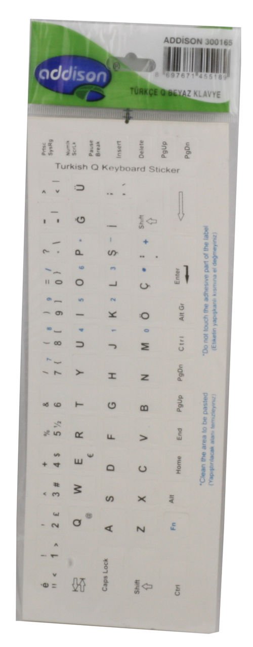Addison 300165 Türkçe q Beyaz Klavye Stıker