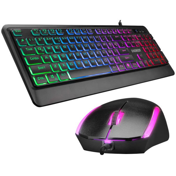 Everest KM-R59 FORZA PLUS Siyah Usb Rainbow Backlight Q Klavye+1200 dpi Mouse Set
