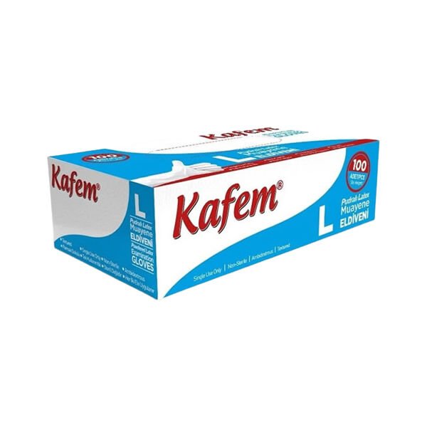 Kafem 100 lü L Pudralı Latex Muayene Eldiveni