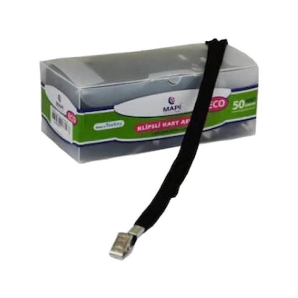 Mapi Siyah Klipsli Polyester Kart Askı İpi