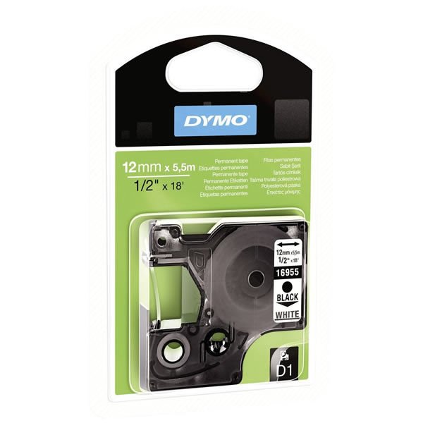 Dymo D1 16959 12 mm x 5,5 m Beyaz Kalıcı Polyester Bant