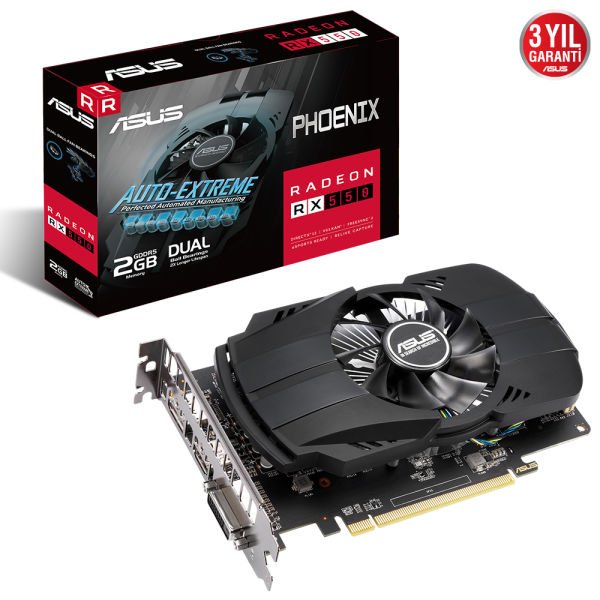 Asus Phoenix Radeon RX 550 (PH-RX550-2G-EVO) 2GB GDDR5 128bit Ekran Kartı