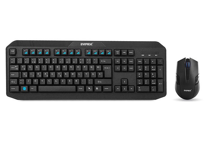 Everest KM-8000 Siyah Kablosuz F Multimedia Klavye+ Mouse Set