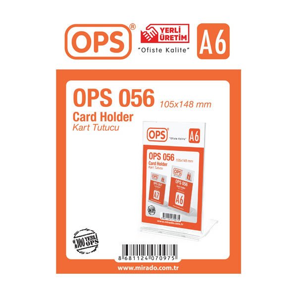 Ops 056 105X148Mm A6 Şeffaf Dikey Kart Tutucu