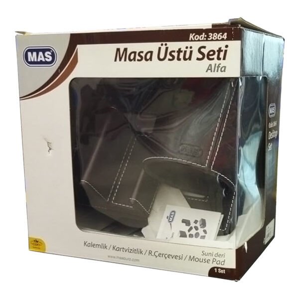 Mas 3864 Alfa Kahverengi Deri Masaüstü Seti