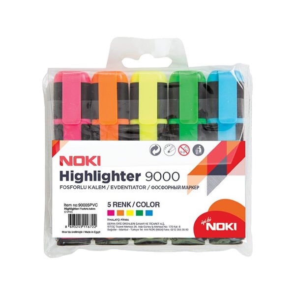 Noki 9000P5 5 li PVC Pastel Fosforlu Kalem