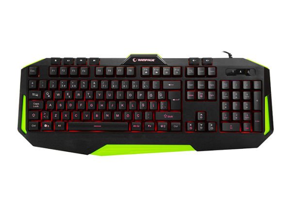 Rampage KB-RX7 ALPOR Yeşil USB 3 Renk Aydınlatmalı Q Gaming Klavye