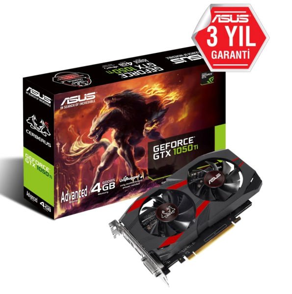 Asus Nvidia Geforce GTX 1050 Ti 4GB DDR5(DX12) PCI-E 3.0 Ekran Kartı  (CERBERUS-GTX1050TI-A4G)
