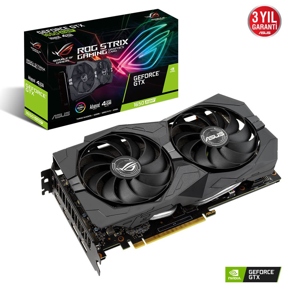 Asus ROG Strix GeForce GTX 1650 4GB 128Bit GDDR6 PCI-E 3.0 (ROG-STRIX-GTX1650S-A4G-GAMING) Ekran K