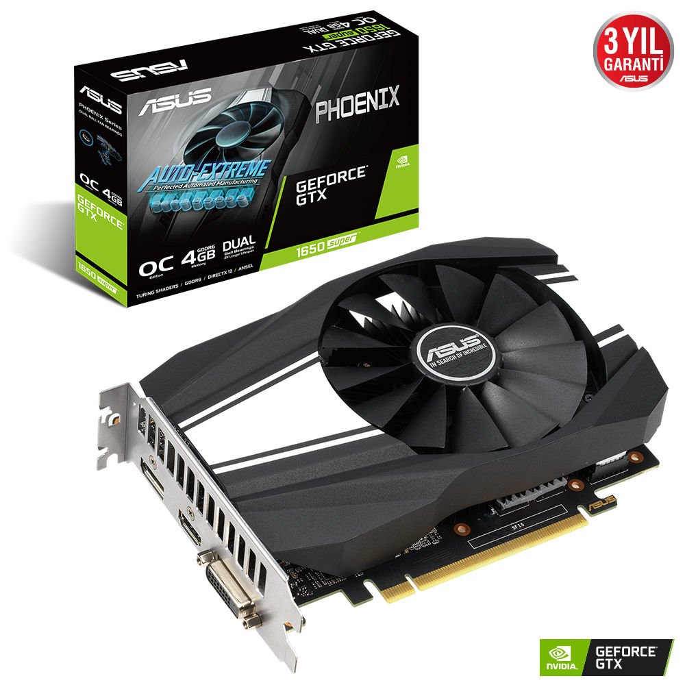 Asus Phoenix GeForce GTX 1650 Super 4GB 128Bit GDDR6 PCI-E 3.0 (PH-GTX1650S-O4G) Ekran Kartı