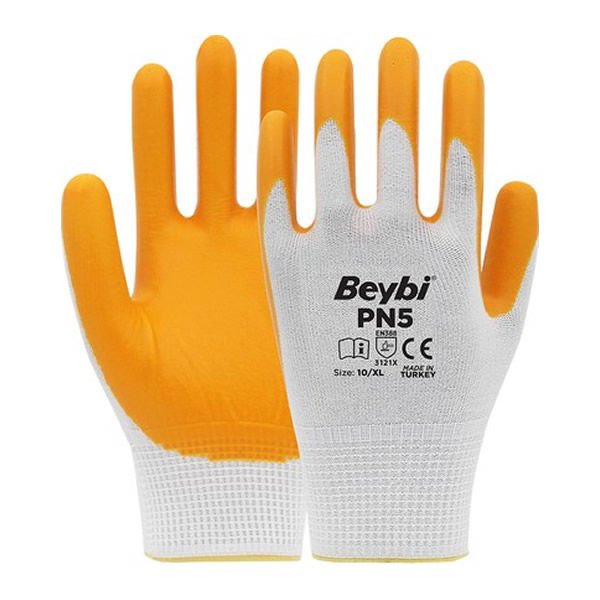 Beybi Pn5 No:10 Sarı Beyaz Nitril Eldiven