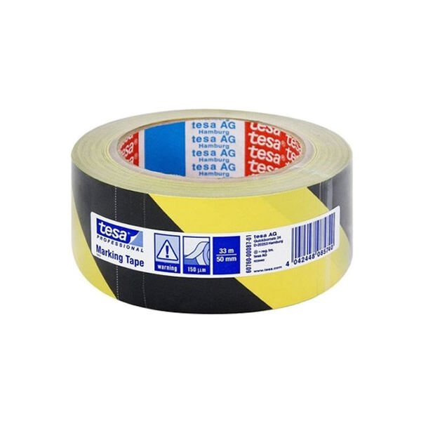 Tesa 33mtX50mm Sarı-Siyah Yer İşaretleme İkaz Bandı