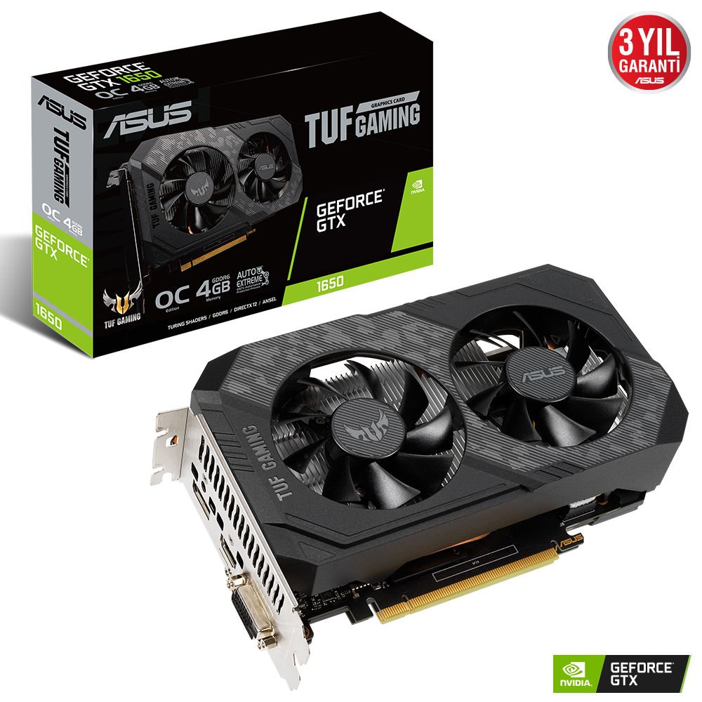 Asus TUF-GTX1650-O4GD6-P-Gaming GDDR6 4GB OC 128-Bit Ekran Kartı (TUF-GTX1650-O4GD6-P-GAMING)