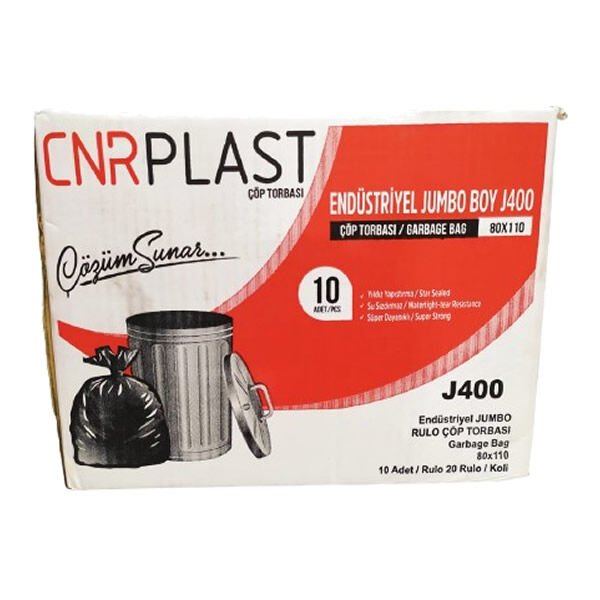 Cnr Plast 80x110 cm 10 lu Jumbo Siyah Çöp Poşeti