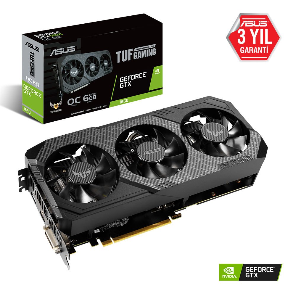 Asus TUF 3 GeForce GTX 1660 OC Gaming 6GB 192Bit GDDR6 DX(12)  (TUF 3-GTX1660-O6G-GAMING)