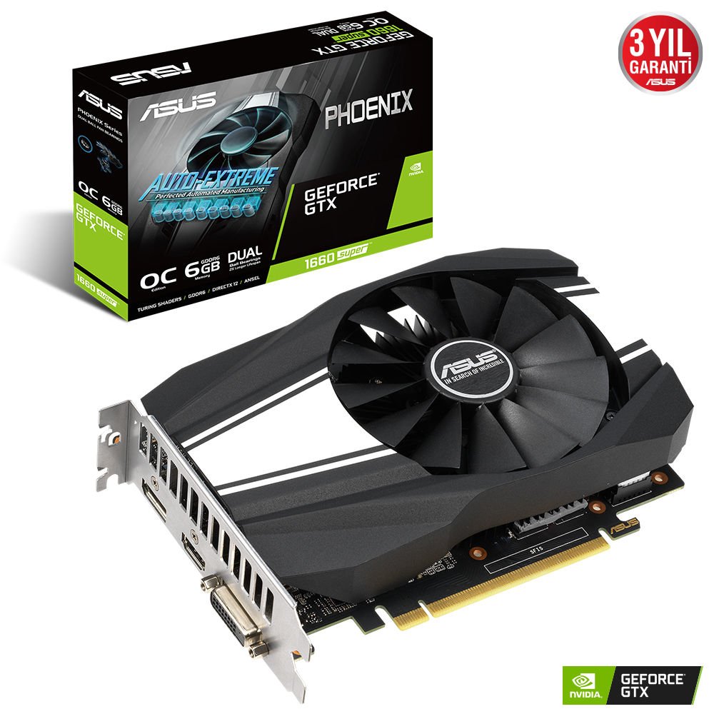 Asus Phoenix GeForce GTX 1660S OC 6GB 192Bit GDDR6 DX(12) PCI-E 3.0 Ekran Kartı (PH-GTX1660S-O6G)