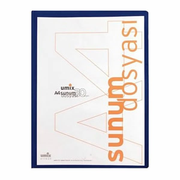 Umix U1103P Önden Cepli A4 30 Yaprak Lacivert Sunum Dosyası
