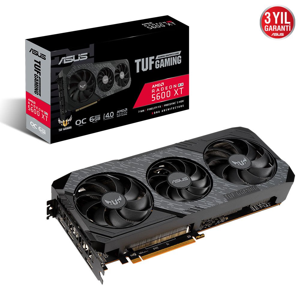 Asus Tuf3-RX5600XT-O6G-Evo-Gaming 6Gb Gddr6 192-bit 12 Gbps Hdmi-Dp Ekran Kartı