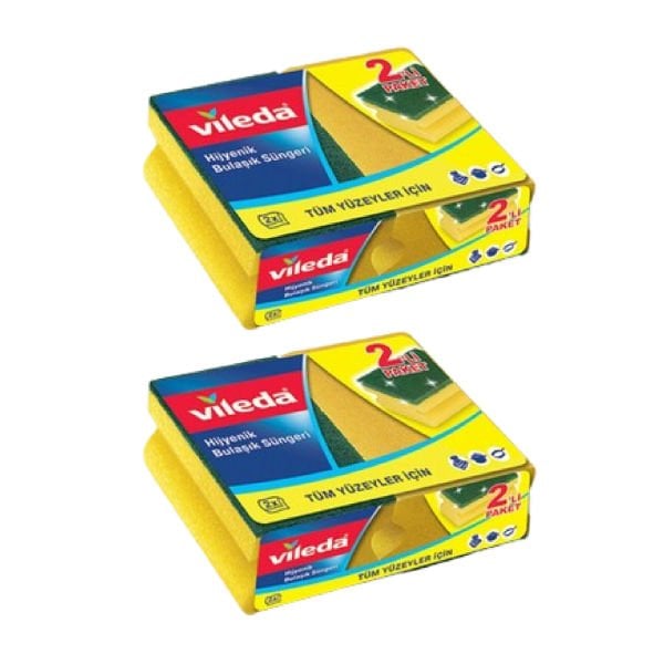 Vileda 2 li Yeşil Oluklu Sünger