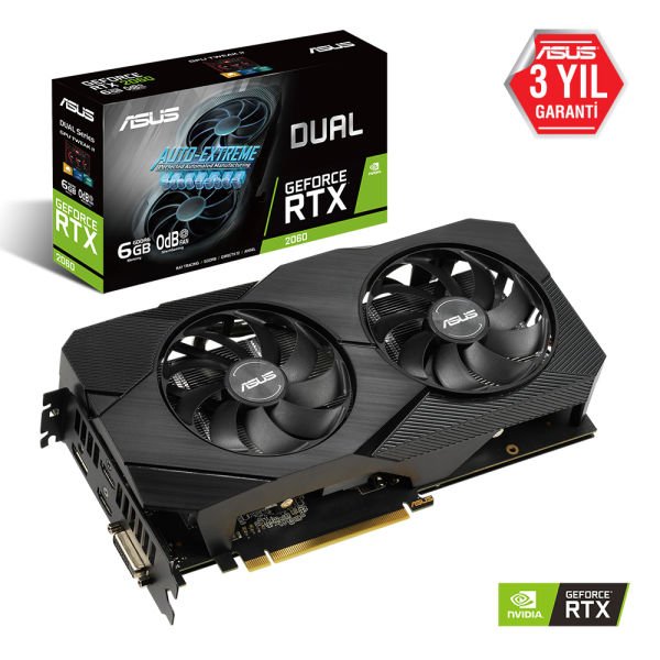 Asus Dual GeForce RTX 2060 EVO 6GB 192Bit GDDR6 (DX12) PCI-E 3.0 Ekran Kartı (DUAL-RTX2060-6G-EVO)