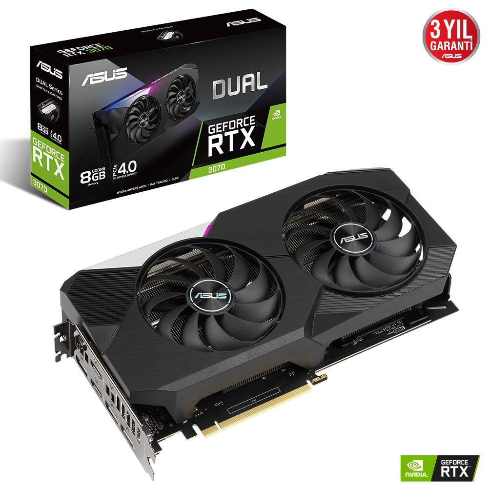 ASUS Dual GeForce RTX 3070 8GB 256Bit GDDR6 DUAL-RTX3070-8G Ekran Kartı