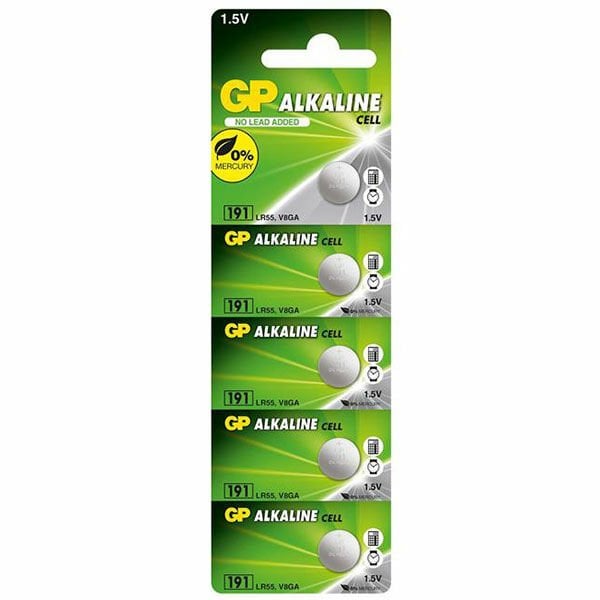 GP GP191-C5 LR55 Alkalin 1.5V Düğme Pil 5'li Paket