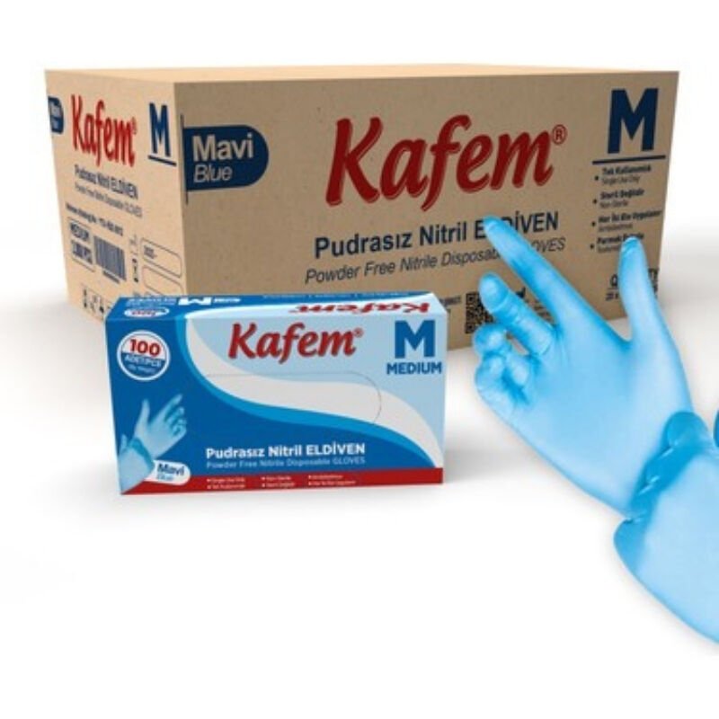 Kafem Latex Pudrasız Muayene Eldiveni M 100lü