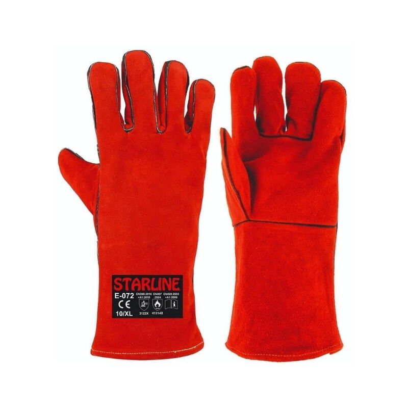 Starline E-072 Deri Kırmızı Kaynakçı Eldiveni 10L