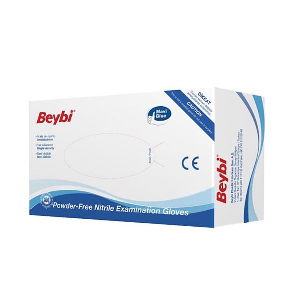 Beybi 100 lü S Nitril Pudrasız Mavi Eldiven