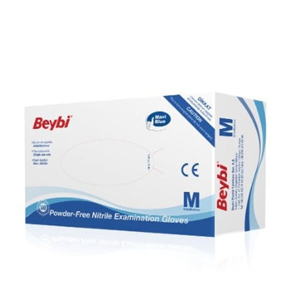 Beybi 100 lü M Nitril Pudrasız Mavi Eldiven