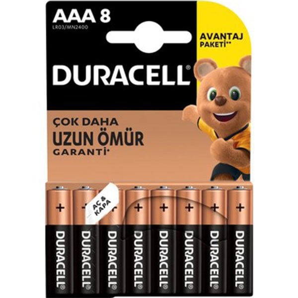 Duracell AAA İnce Kalem Pil 2400Mah 8li