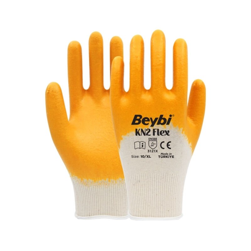 Beybi Kn2 Flex Nitril Eldiven No:9 Sarı Beyaz