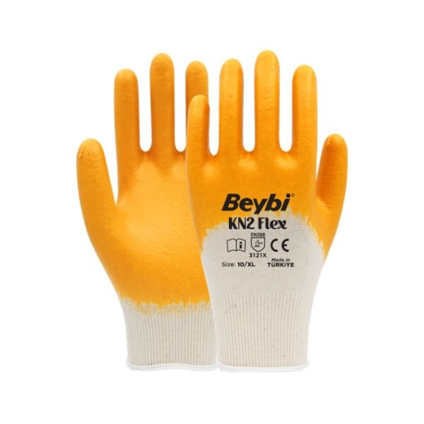 Beybi Kn2 Flex Nitril Eldiven No:9 Sarı Beyaz