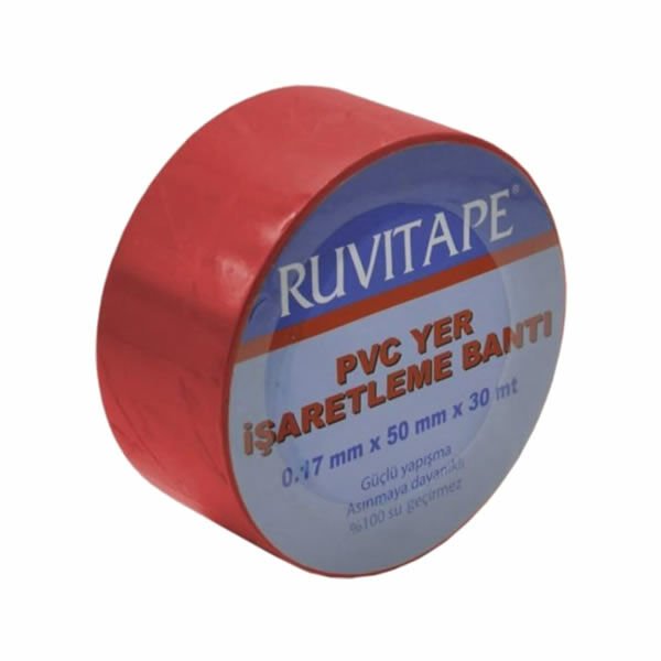 Ruvitape 30mtX50mm Kırmızı Yer İşaretleme Bandı