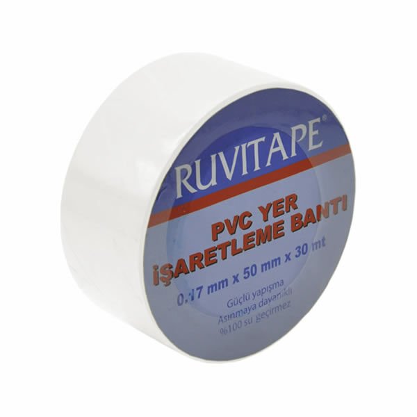 Ruvitape 30mtX50mm Beyaz Yer İşaretleme Bandı