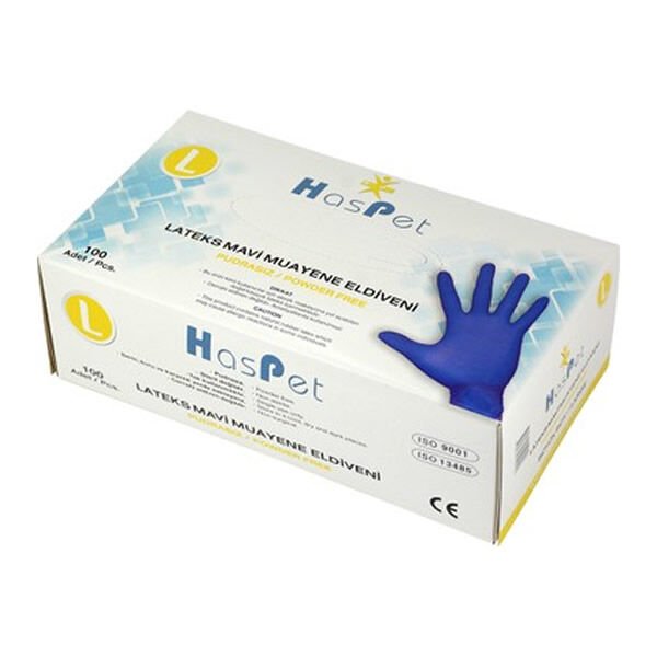 Haspet 100 lü L Latex Pudrasız Eldiven