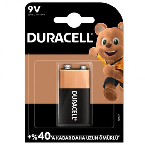 Duracell Marka: 9V Tekli Kart 9 Volt Pil