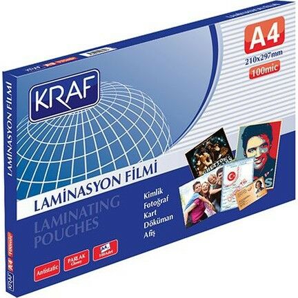 Kraf A4 100 mic 100 lü Parlak Laminasyon Filmi