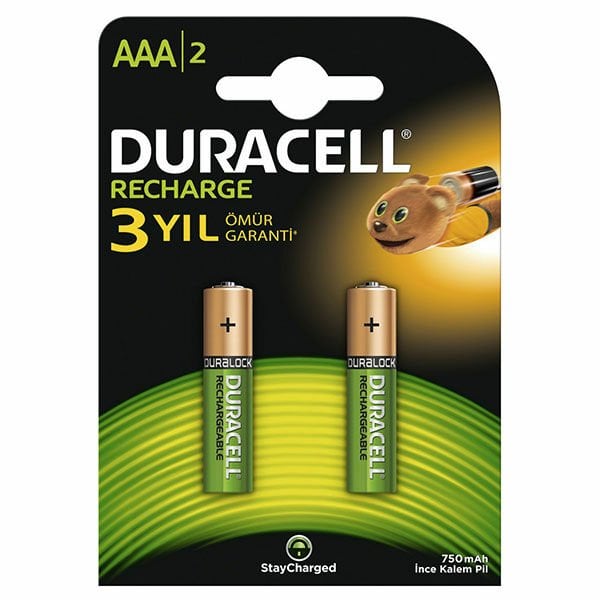 Duracell AAA İnce Şarj Edilebilir Pil 750MAh 2li