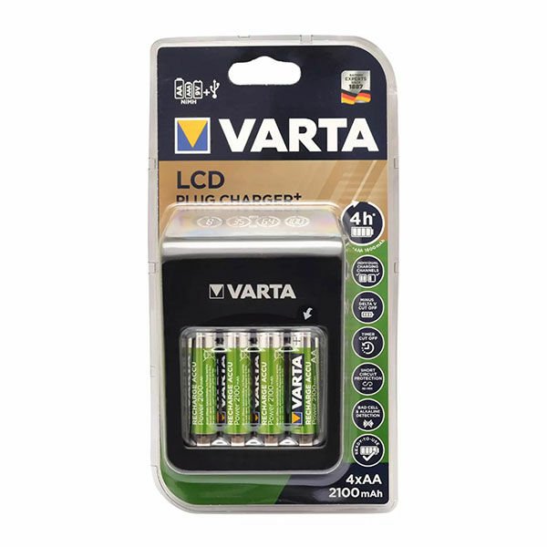Varta Şarjlı LCD Plug Charger+4x2100 mh Pil hediyeli