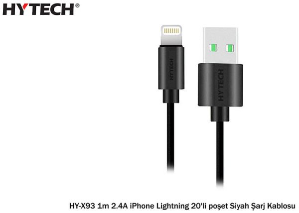 Hytech HY-X93 1m 2.A iPhone Lightning 20'li Poşet
