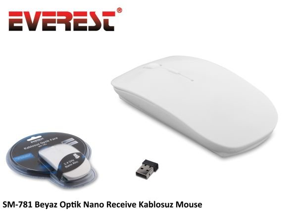 Everest SM-781 Beyaz Optik Nano Receive Kablosuz Mouse