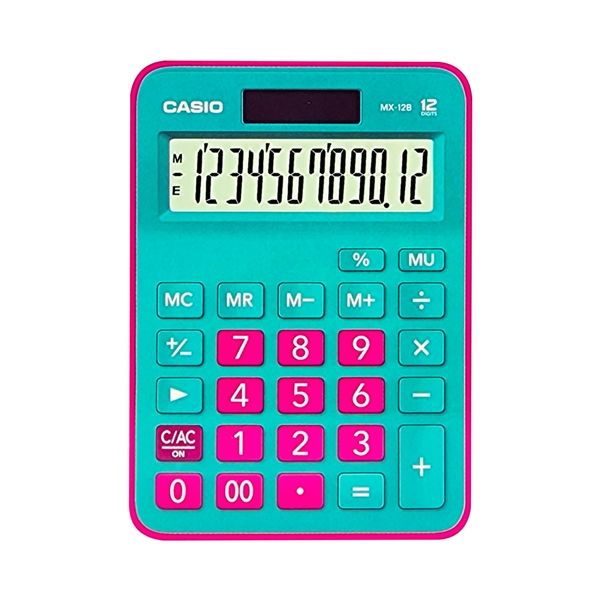 Casio MX-12B-GNRD Yeşil-Pembe 12 Haneli Masaüstü Hesap Makinesi