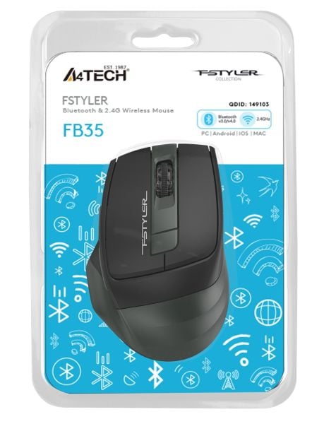 A4 Tech Fb35 Yeşil Bluetooth+2.4G Nano Kablosuz Optik 2000 Dpi Mouse