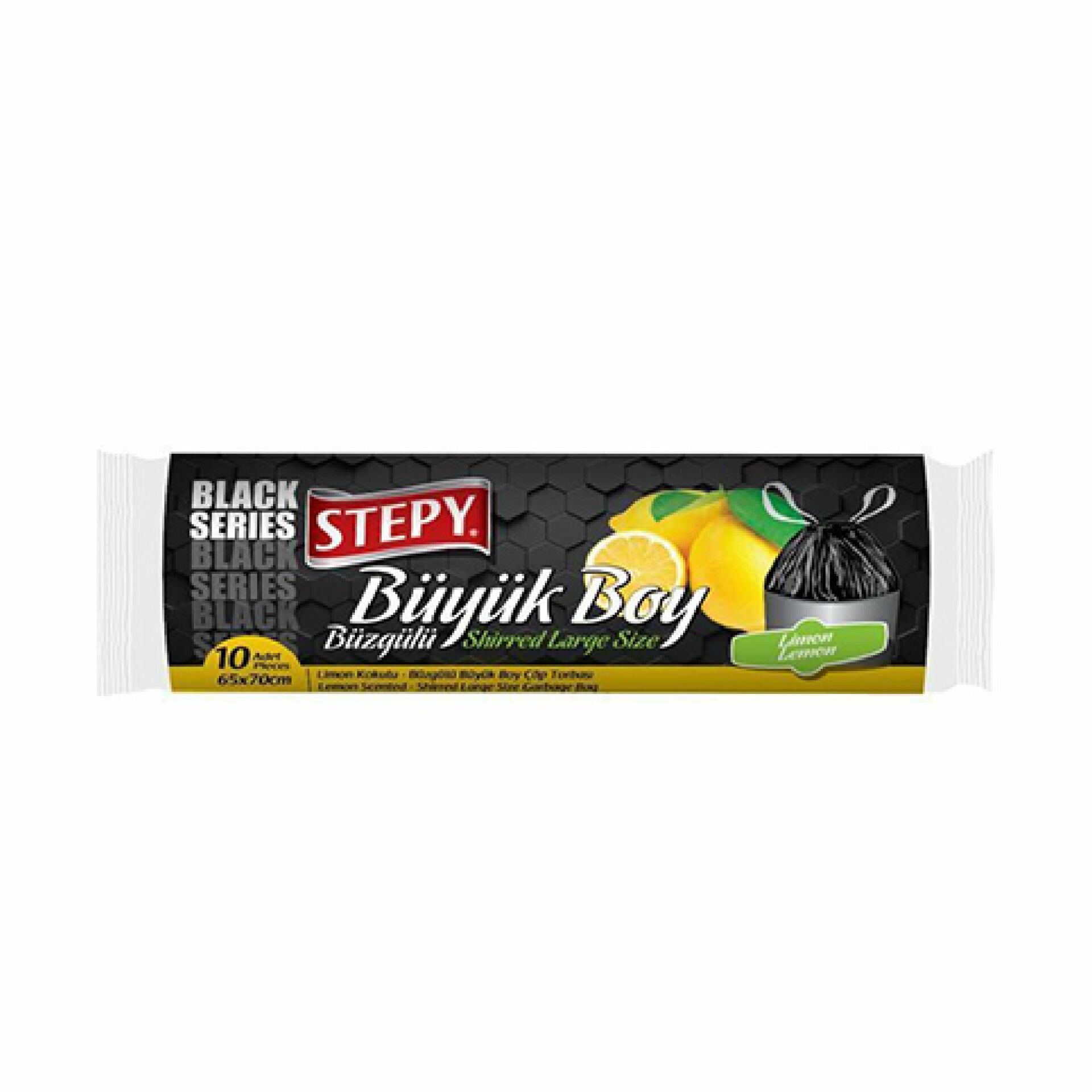 Stepy 65x70 cm Büyük Boy Büzgülü Limon Kokulu Çöp Torbası